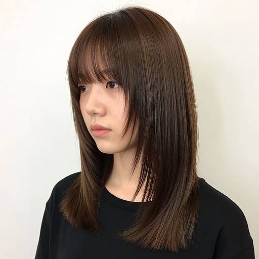 Double-Parted Bangs with Natural Shine
