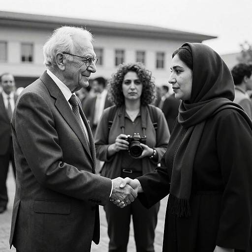 Historic Handshake in Monochrome