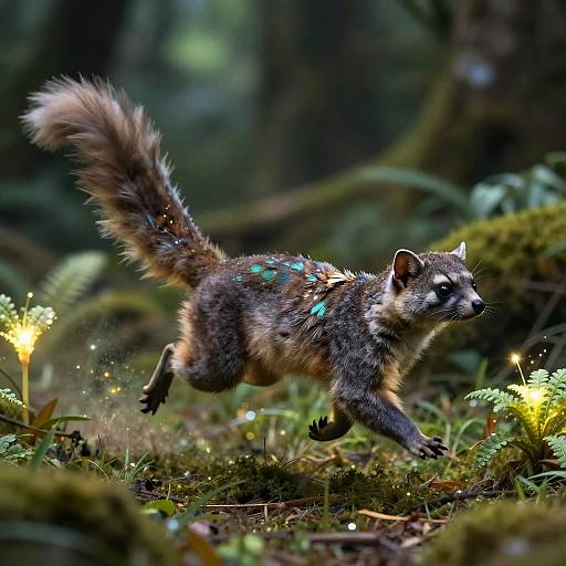 Elegant Iridescent Feathertail in Mystic Forest