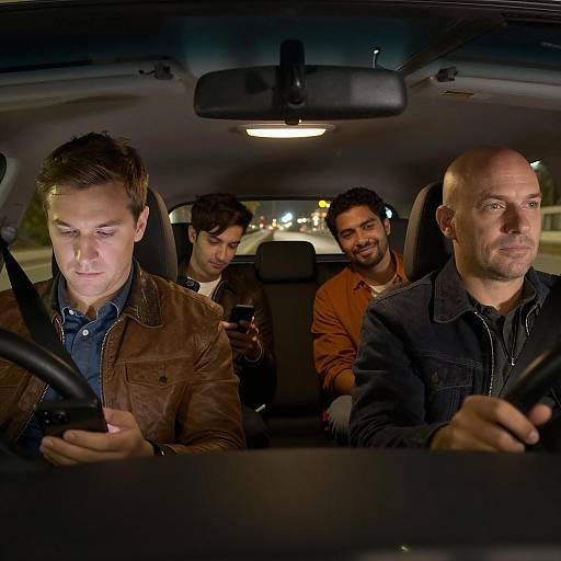 Four Men in a Car at Night