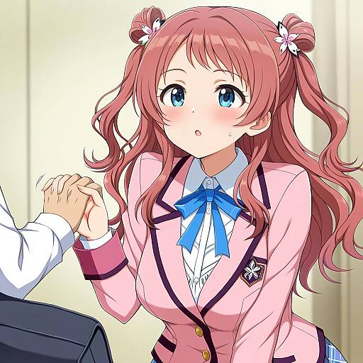 Illustration of Hanami saki, gakuen idolmaster in the style of Yaomai