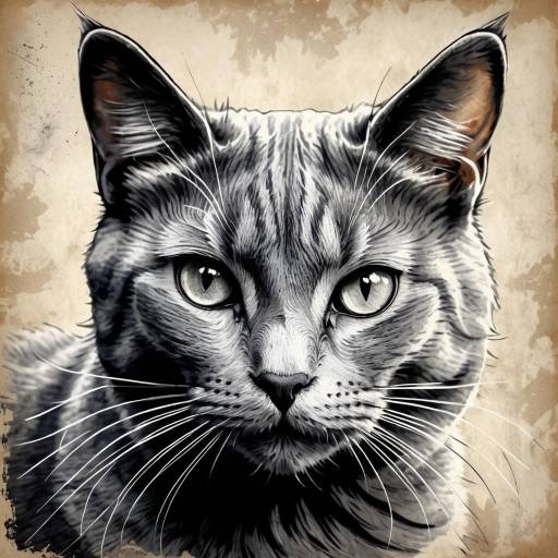 Elegant Monochrome Cat Portrait Sketch
