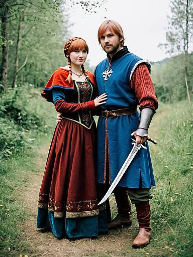 Couple in Medieval Anna and Kristoff Costumes