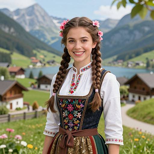Young Woman in Traditional Alpine Costume