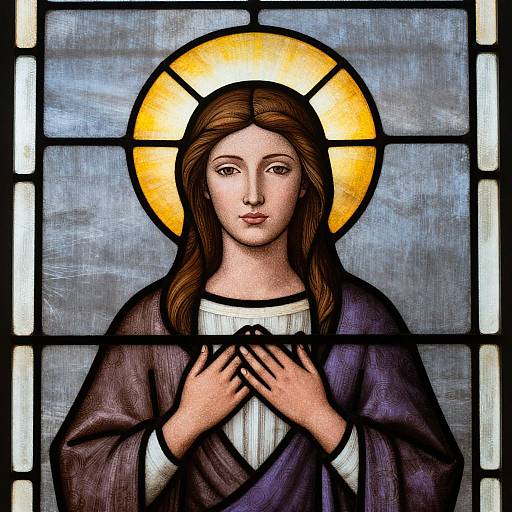 Stained Glass Woman with Halo