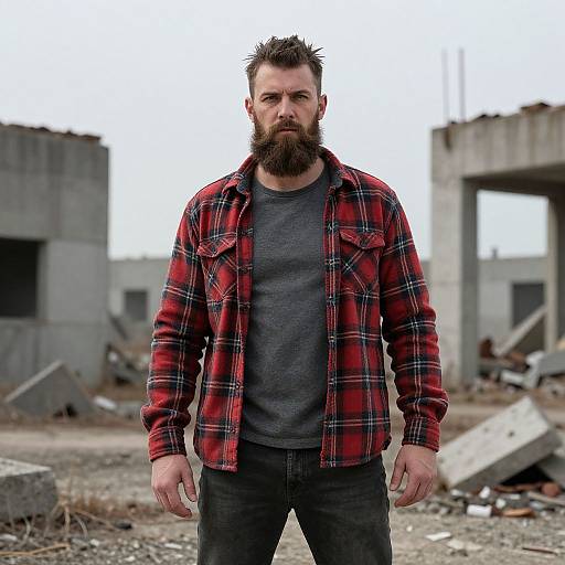 Rugged Man in Industrial Wilderness