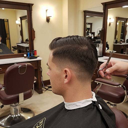Classic Side Part Hairstyle in Barbershop