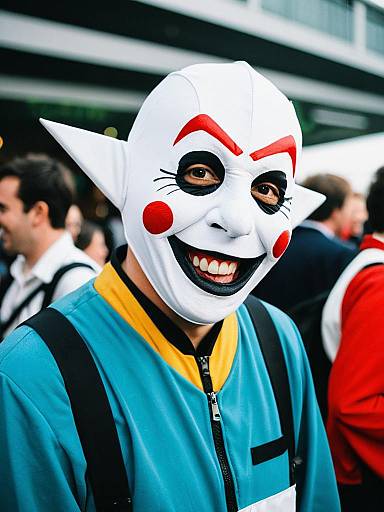 Person in White Clown Mask Costume