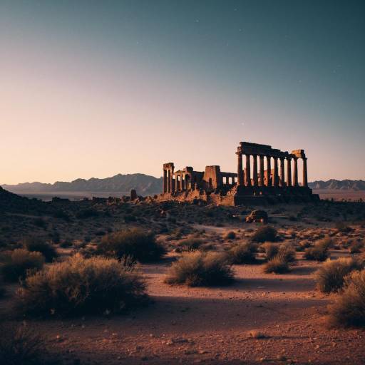 Ancient Ruins in Desert Twilight