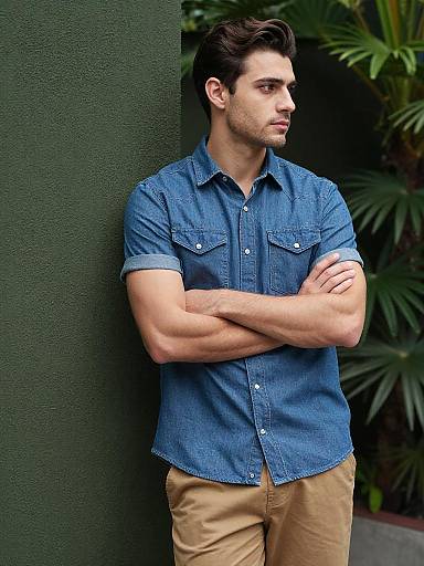 Relaxed Denim Shirt Outdoor Portrait