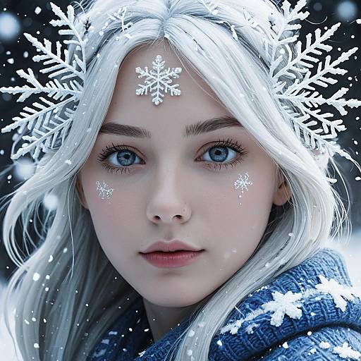 Winter Snowflake Woman Portrait