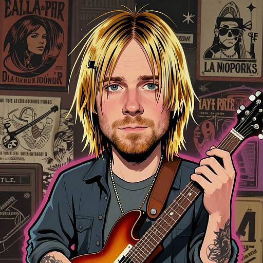 Kurt Cobain Cartoon Portrait