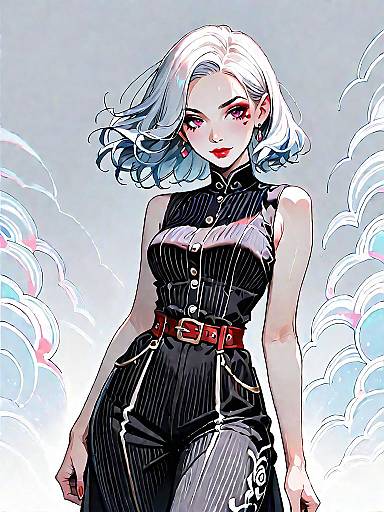 Elegant Woman in Geometric Jumpsuit