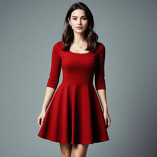 Casual Chic Woman in Red Skater Dress