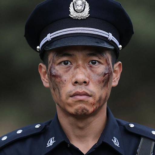 Injured Male Police Officer Portrait