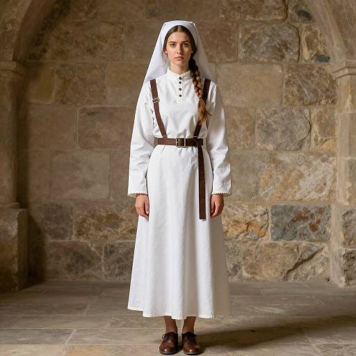 Medieval Nurse Costume in Stone Room