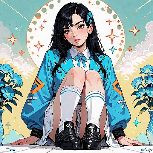 Seductive Girl with Green Eyes