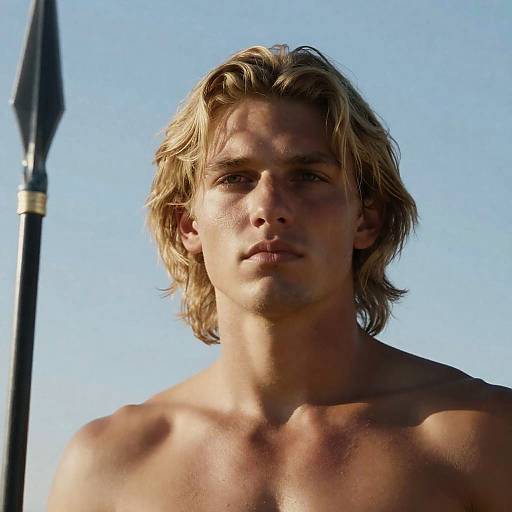 Serious Young Man Against Blue Sky