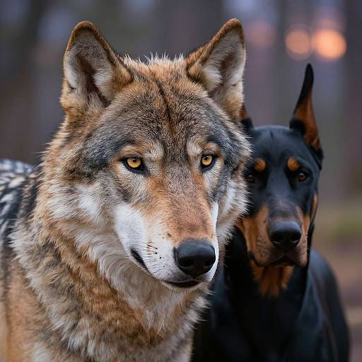 Wolf-Doberman Hybrid Close-Up Portrait