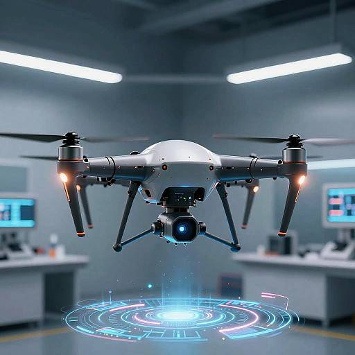 Futuristic AI Drone with Holographic Interface