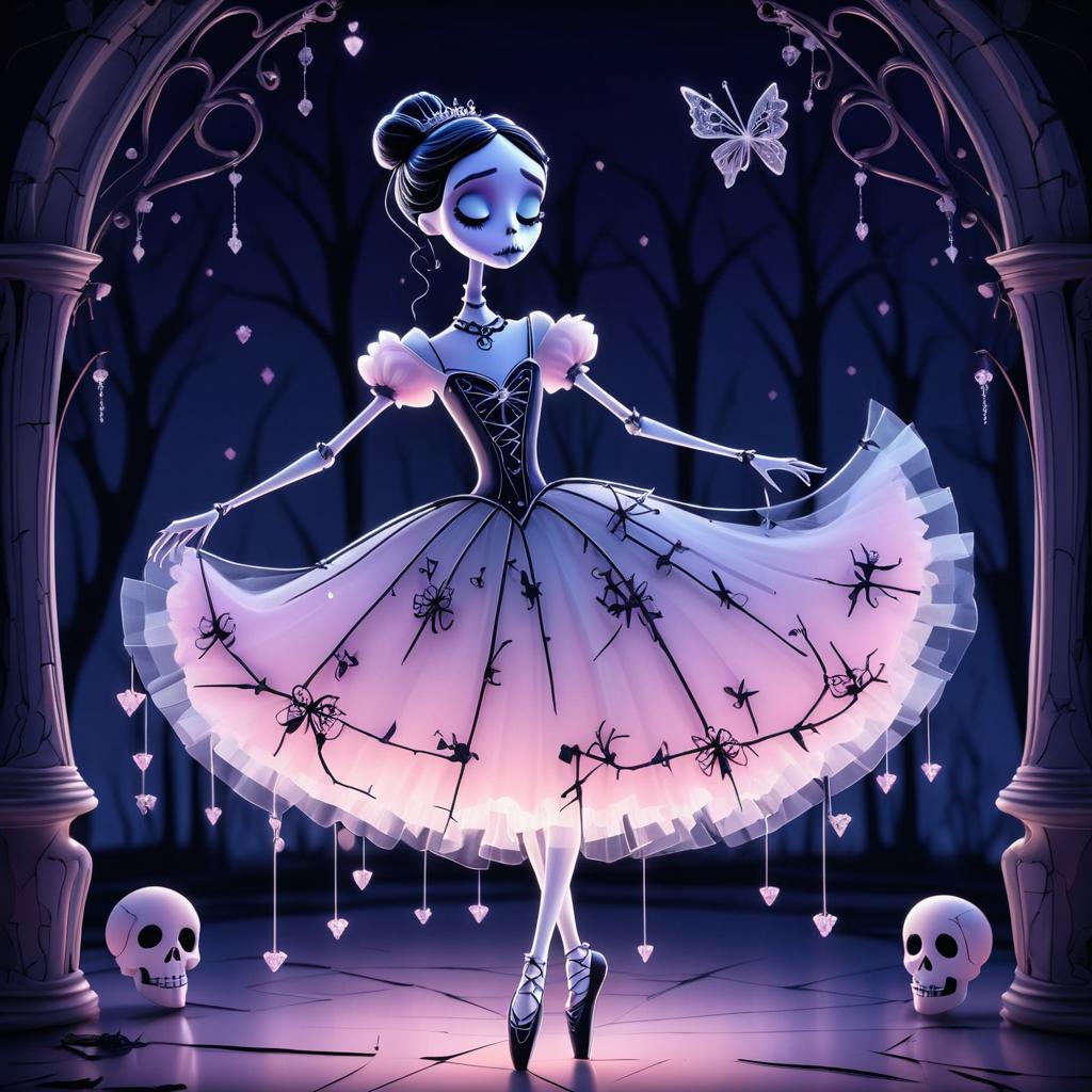 Eerie Skeletal Ballerina in Twilight