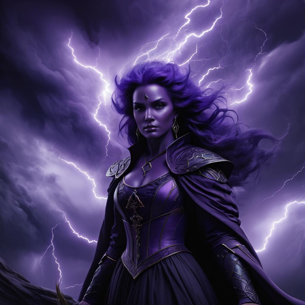 Eerie Portrait of a Witch in Purple