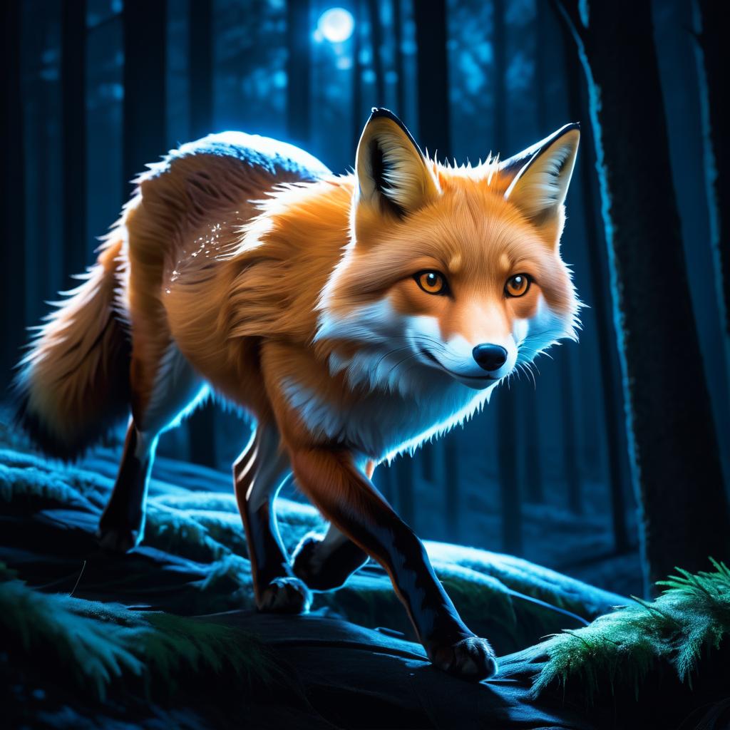 Cinematic Hyper-Realistic Moonlit Fox