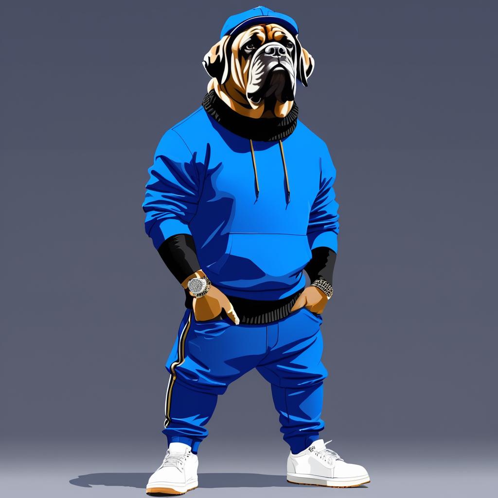 Rapping Mastiff: Stylish Animal Avatar