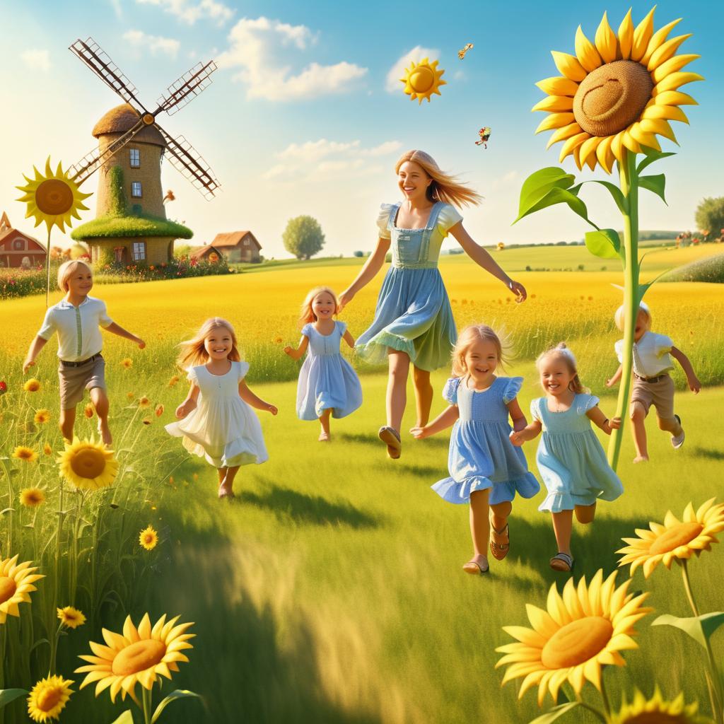 Cheerful Family in Enchanted Meadow