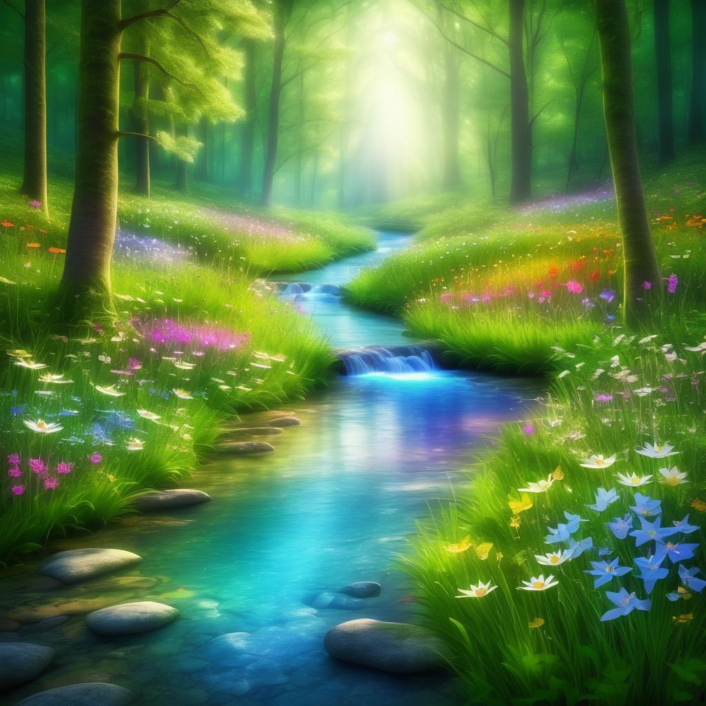 Serene Forest Glade with Wildflowers