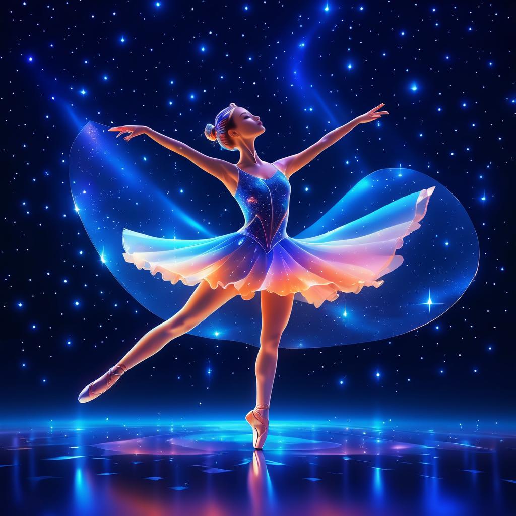 Elegant Glass Ballerina in Cosmic Dance