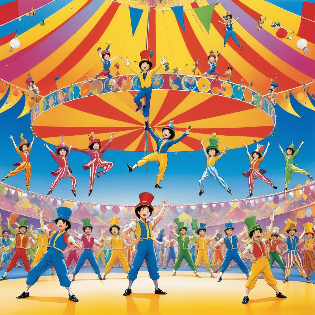 Clumsy Acrobats in a Colorful Circus