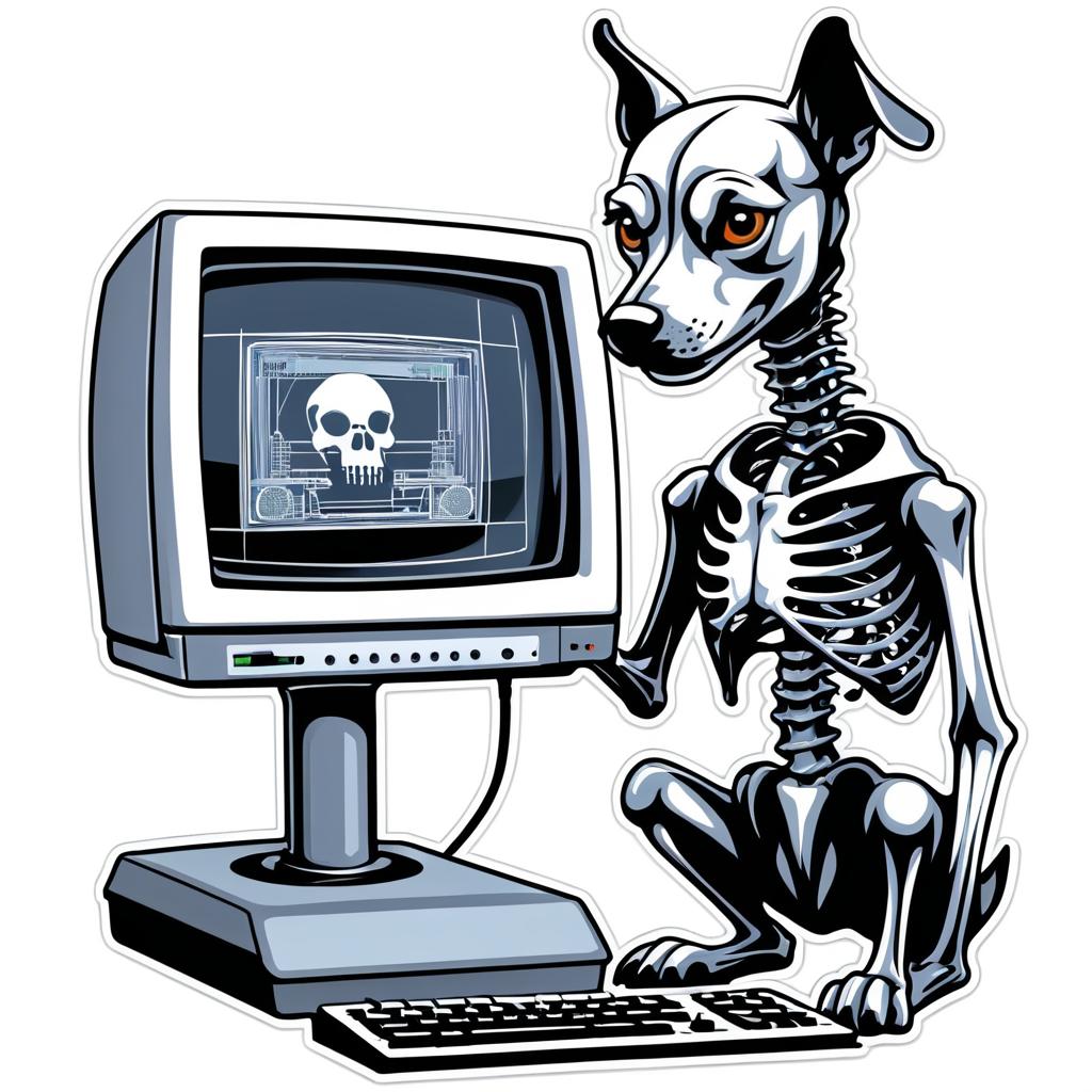 Vector Art of Skeleton Dog with CRT