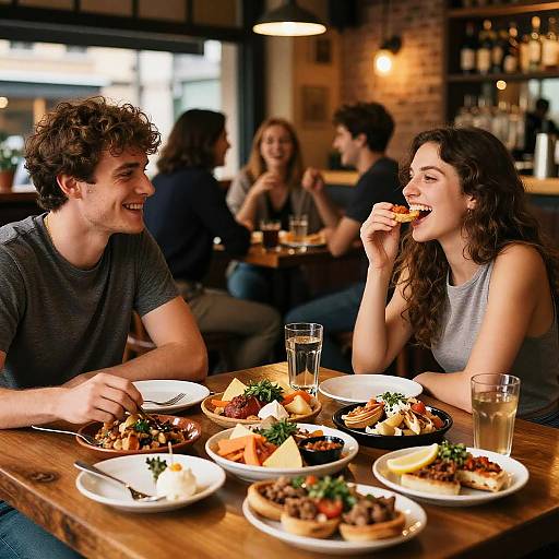 Vibrant Bar Scene with Athletic Couple