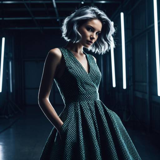 Fashion Model with Steel Gray Hair in Elegant Dress Fashion Model with Steel Gray Hair in Elegant Dress