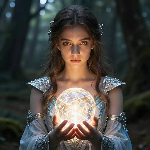 Mystical Girl with Glowing Orb
