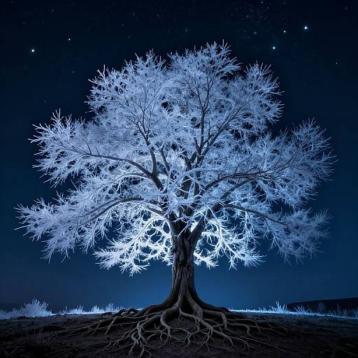 Luminous Tree Under Starry Night