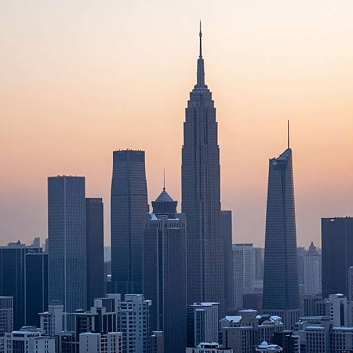 Geometric Snowy Skyline at Sunset