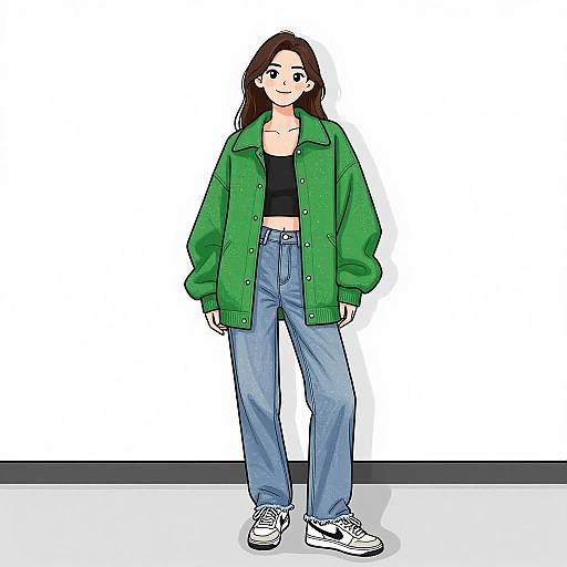 Smiling Woman in Casual Streetwear