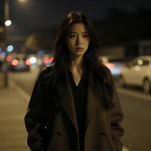 Noir Night Portrait of Young Woman