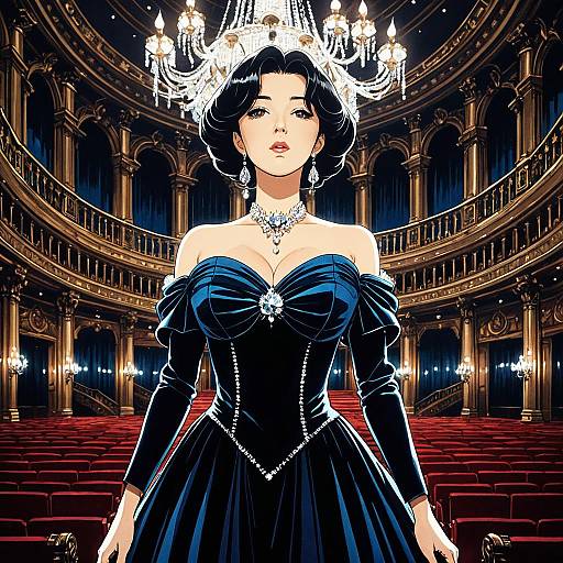 Elegant Opera Singer in Grand Opera House