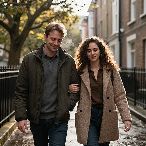 Couple Strolling Historic Backstreet