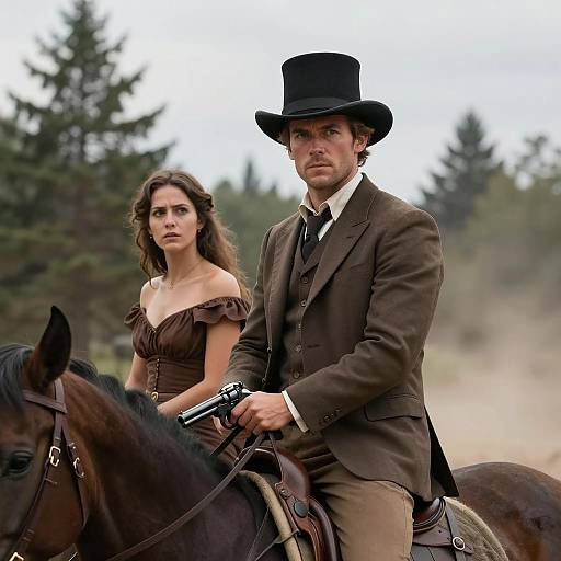 Rugged Cowboy Duo in Dramatic Landscape