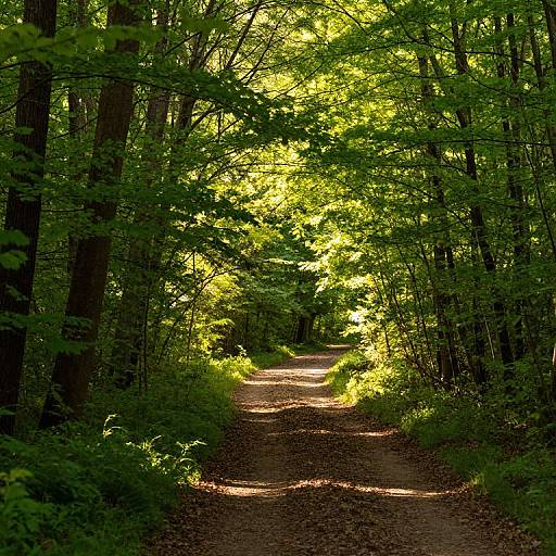 Golden Sunlight on Winding Forest Path