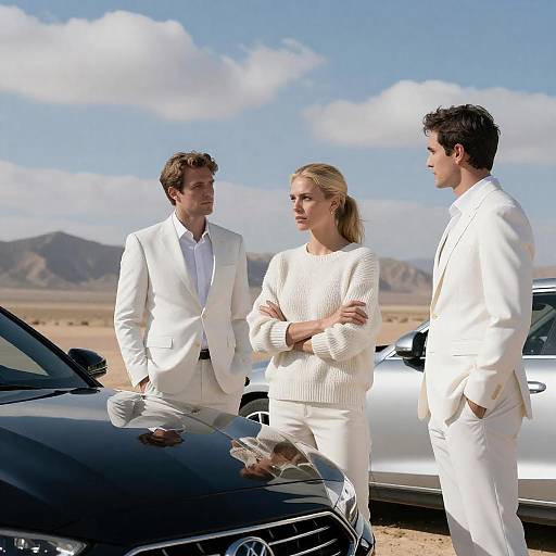 Desert Portrait with Stylish Cars