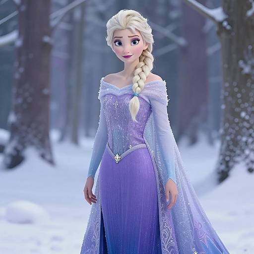 Elsa in Elegant Lavender Gown