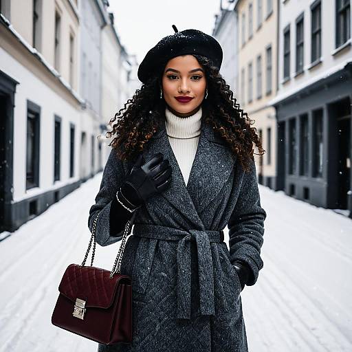 Stylish Winter Fashion Woman in European Street