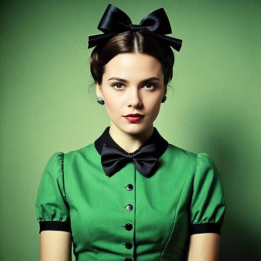 Retro Woman in Green Dress