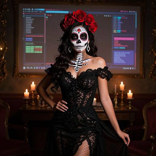 Glamorous Mexican Skull Makeup Elegance