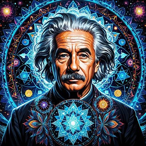 Psychedelic Portrait of Albert Einstein as Cosmic Shaman